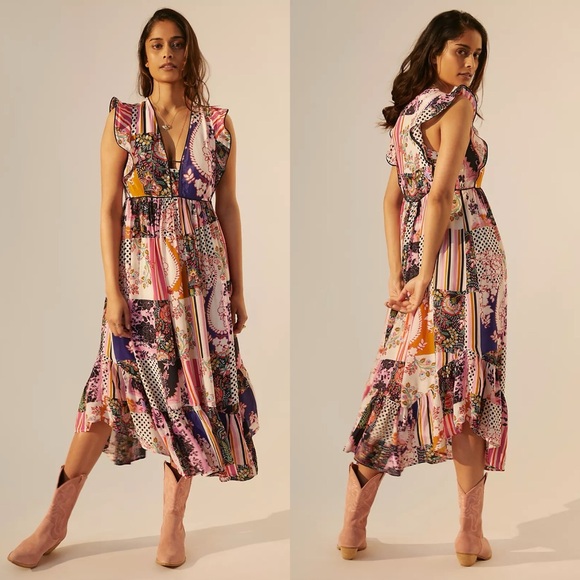 Anthropologie Dresses & Skirts - NWT Anthropologie Ruffled Patchwork Midi Dress